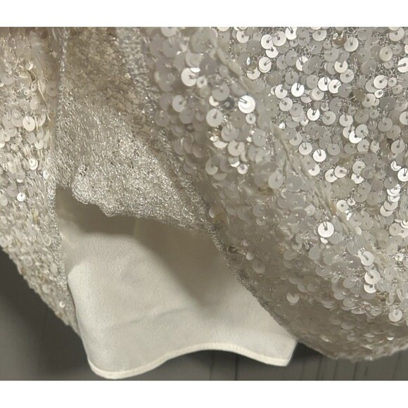 BHLDN Anthropologie Goldie Long Sleeve Sequence Short Mini Wedding Party Dress 4 - Picture 10 of 16